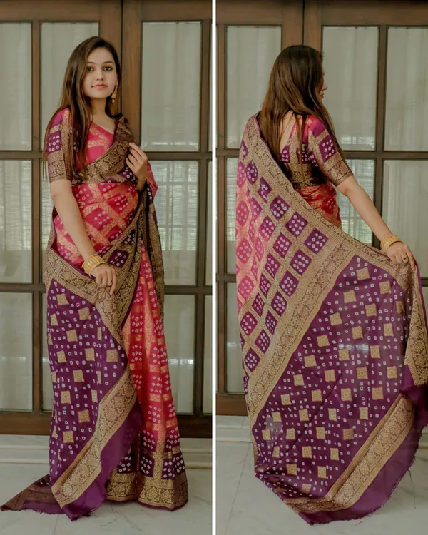 Sky_Blue_Pure_Gharchola_Bandhej_Silk_Saree_With_Blouse_Piece_with_Unstiched_Blouse_Fabric